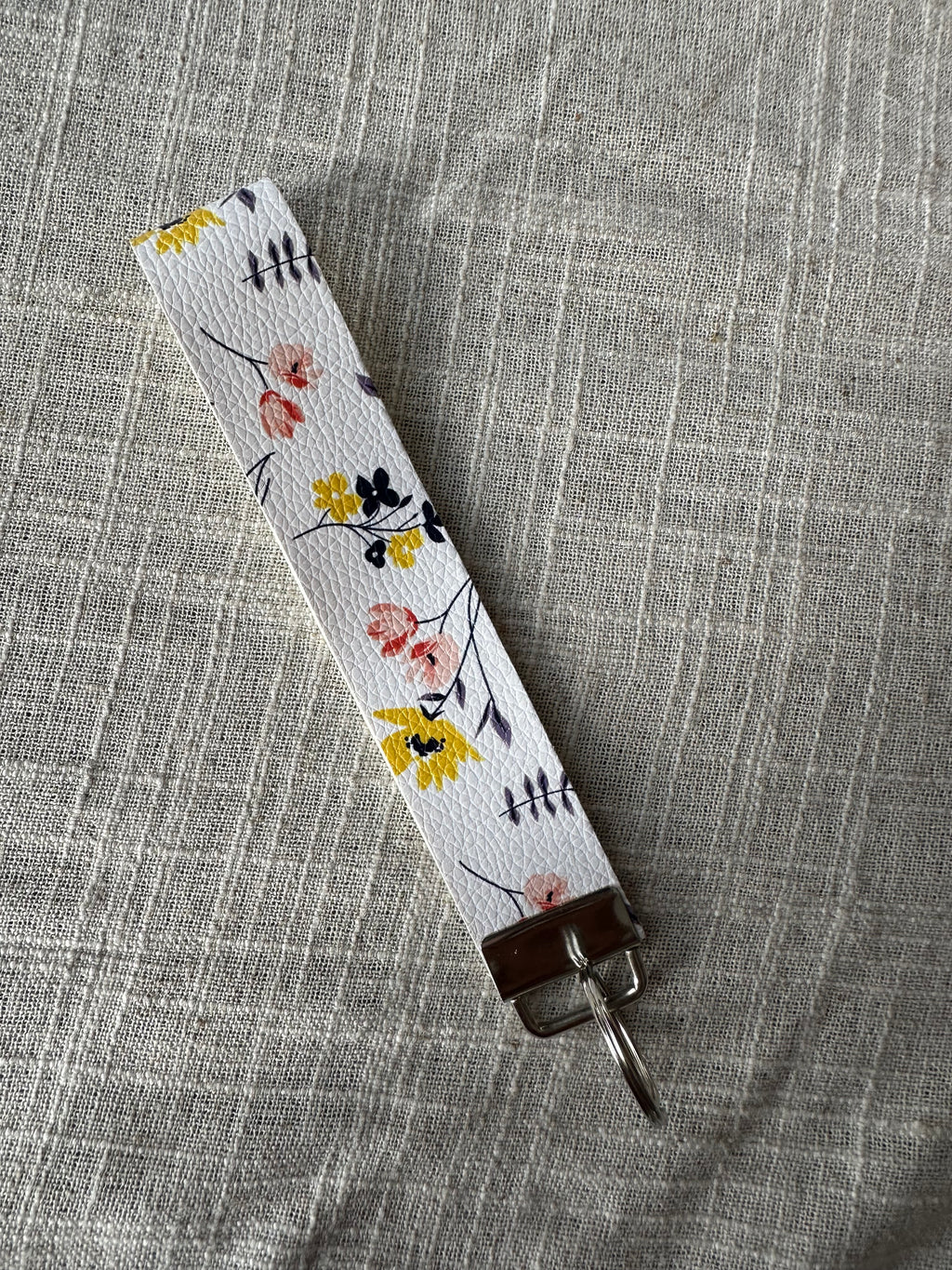 Floral Faux Leather Key Fob Wristlet | Handmade Key Strap & Keychain
