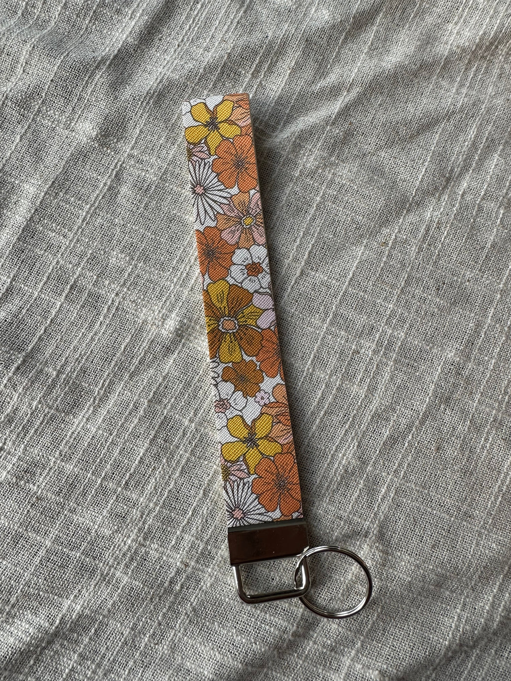 Floral Faux Leather Key Fob Wristlet | Handmade Key Strap & Keychain