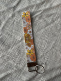 Floral Faux Leather Key Fob Wristlet | Handmade Key Strap & Keychain