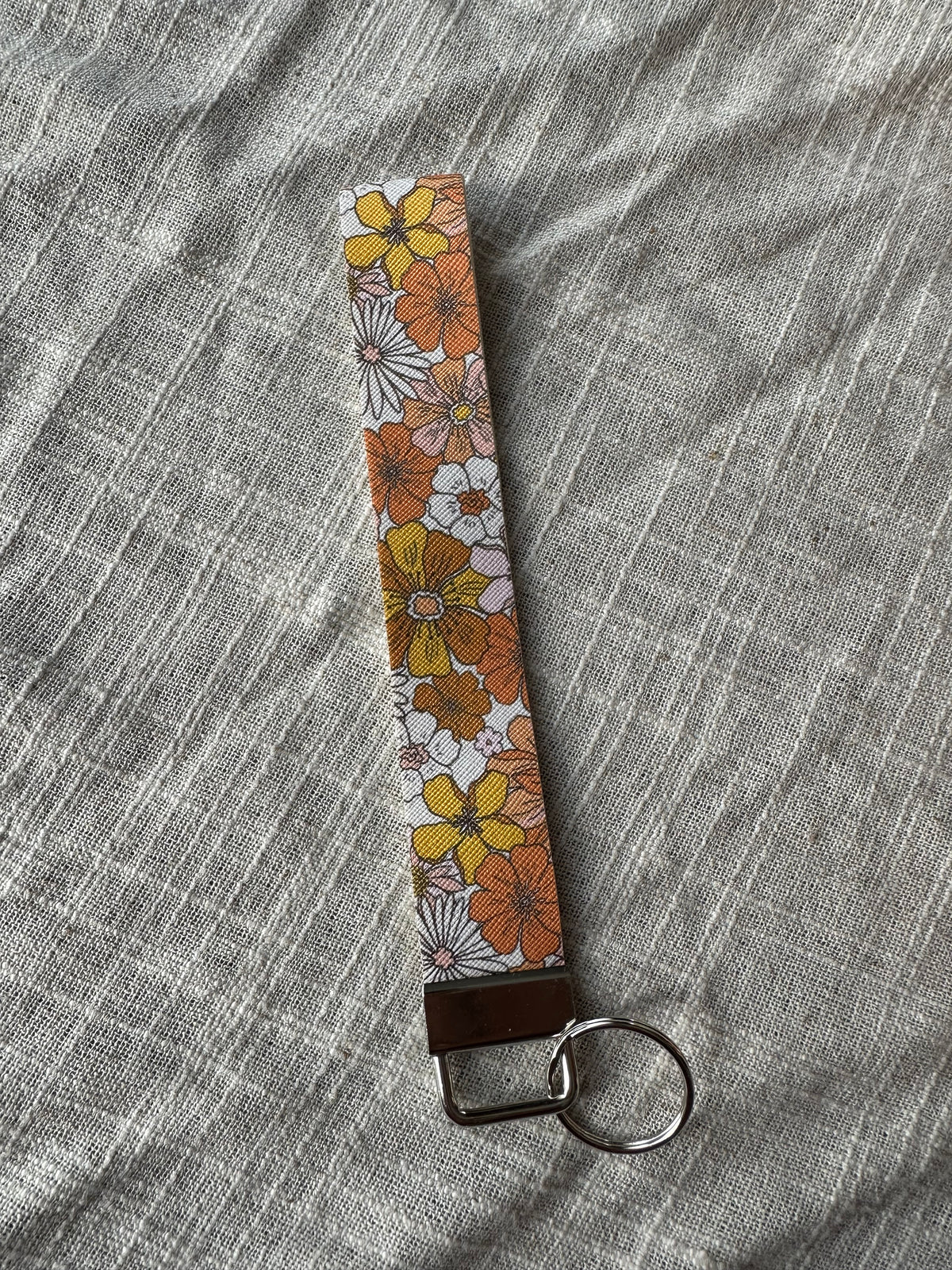 Floral Faux Leather Key Fob Wristlet | Handmade Key Strap & Keychain