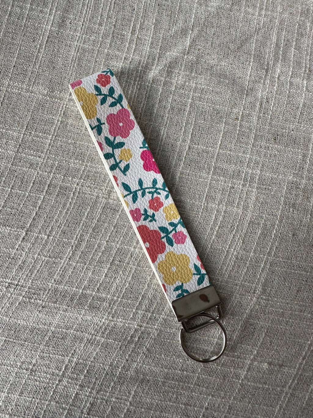 Floral Faux Leather Key Fob Wristlet | Handmade Key Strap & Keychain