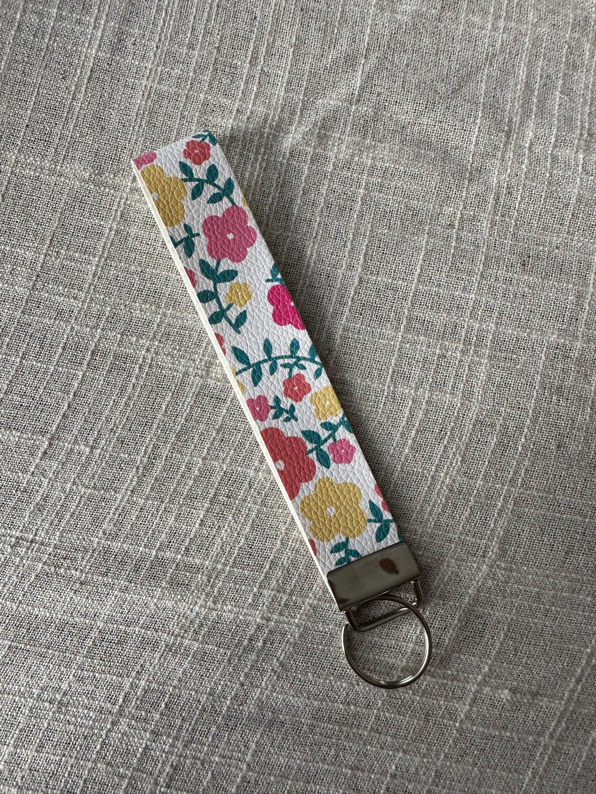 Floral Faux Leather Key Fob Wristlet | Handmade Key Strap & Keychain