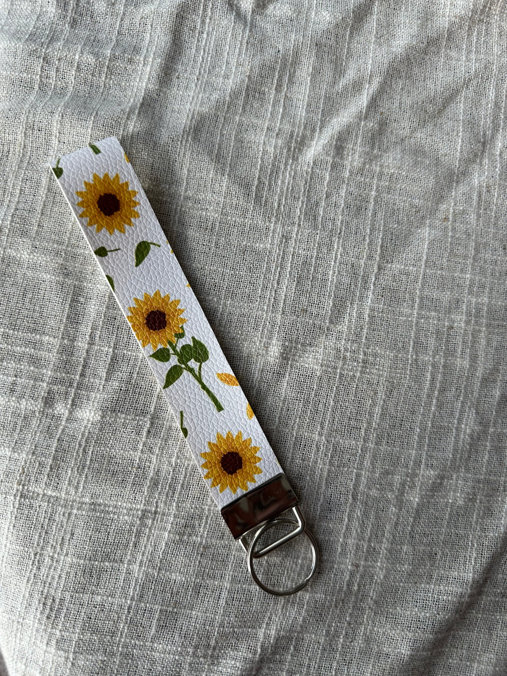 Floral Faux Leather Key Fob Wristlet | Handmade Key Strap & Keychain