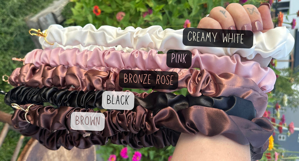 Handcrafted Satin Scrunchie Neck Lanyards with Charm Accents