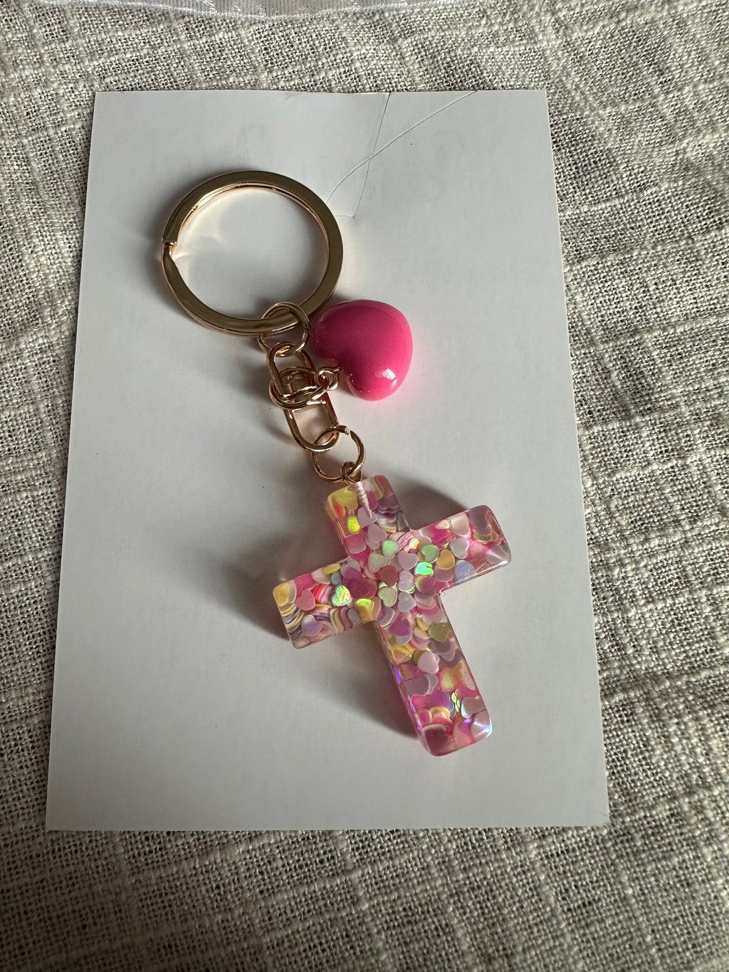 Inspirational Resin Cross Keychain Set with Scripture Card & Organza Gift Bag | Christian Faith Charm