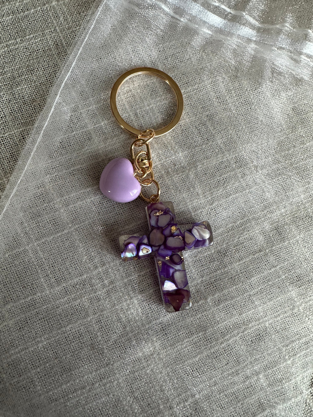Inspirational Resin Cross Keychain Set with Scripture Card & Organza Gift Bag | Christian Faith Charm