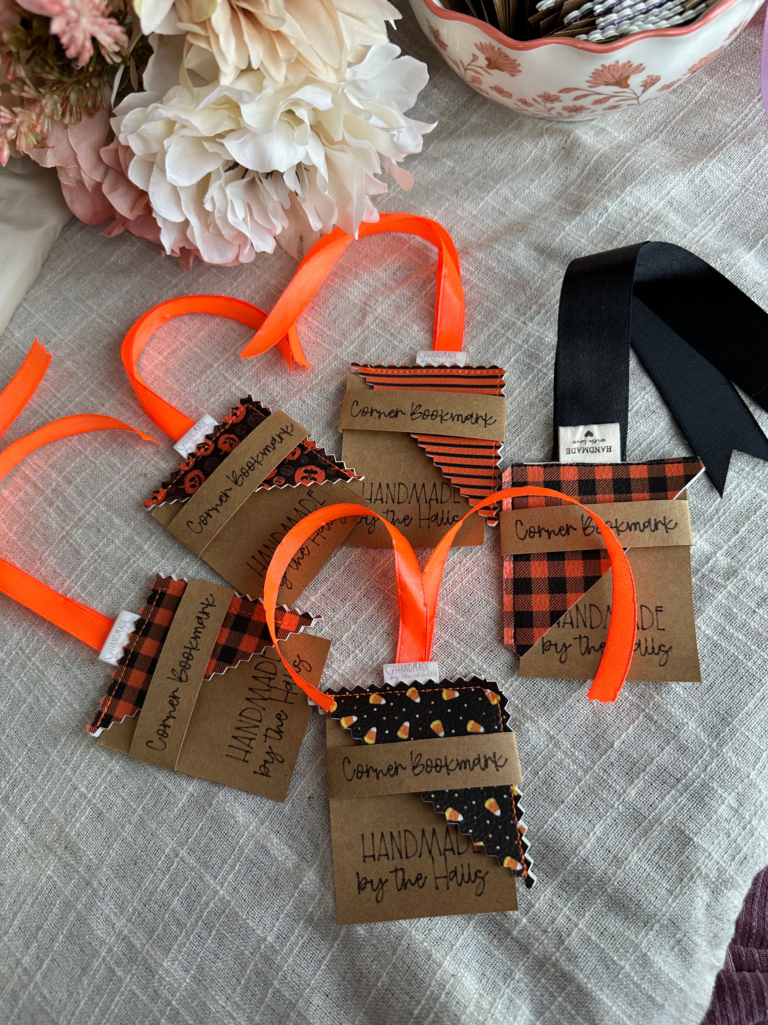 Halloween Faux Leather Corner Bookmark – Stitched Spooky Page Marker