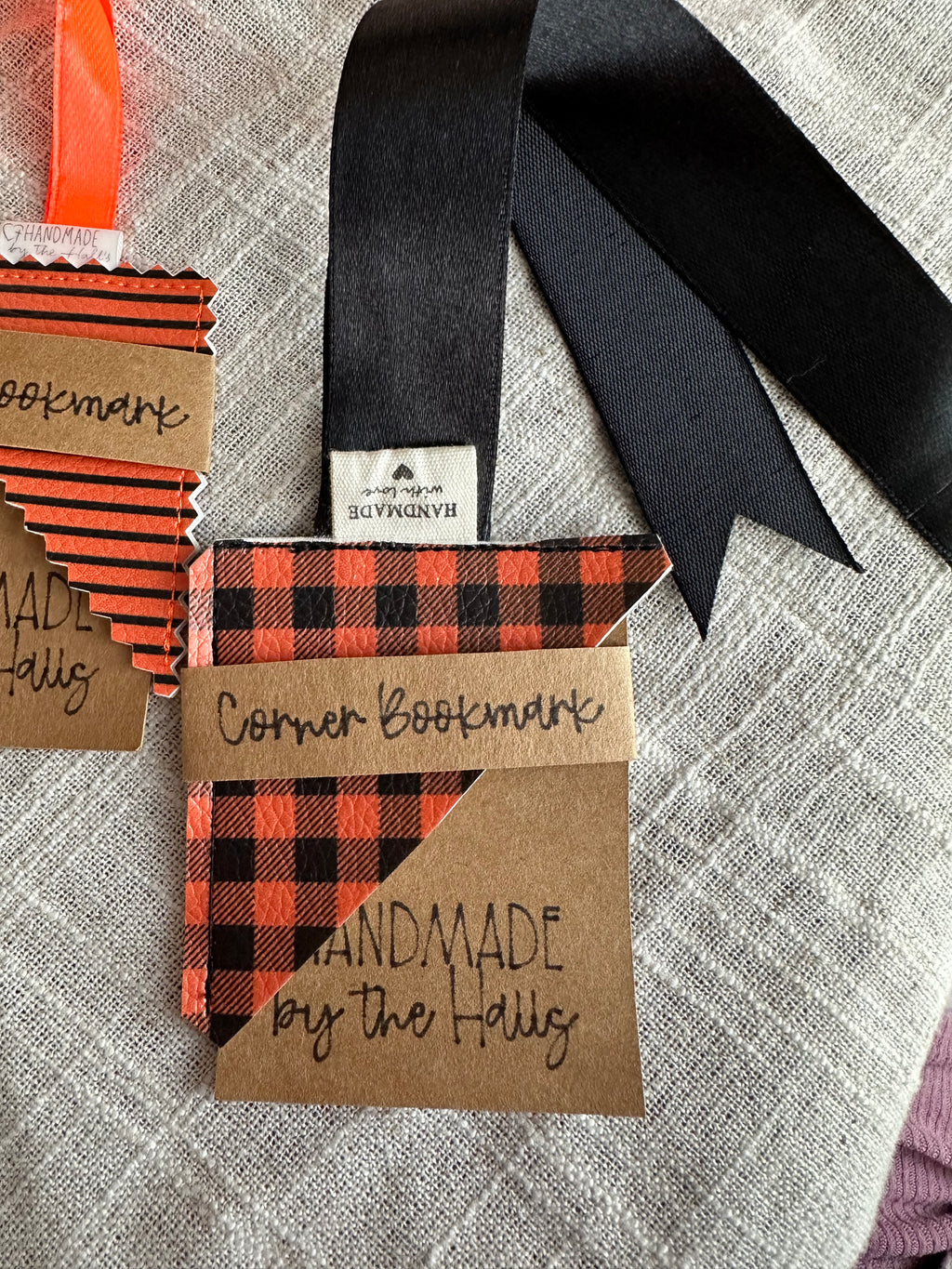 Halloween Faux Leather Corner Bookmark – Stitched Spooky Page Marker
