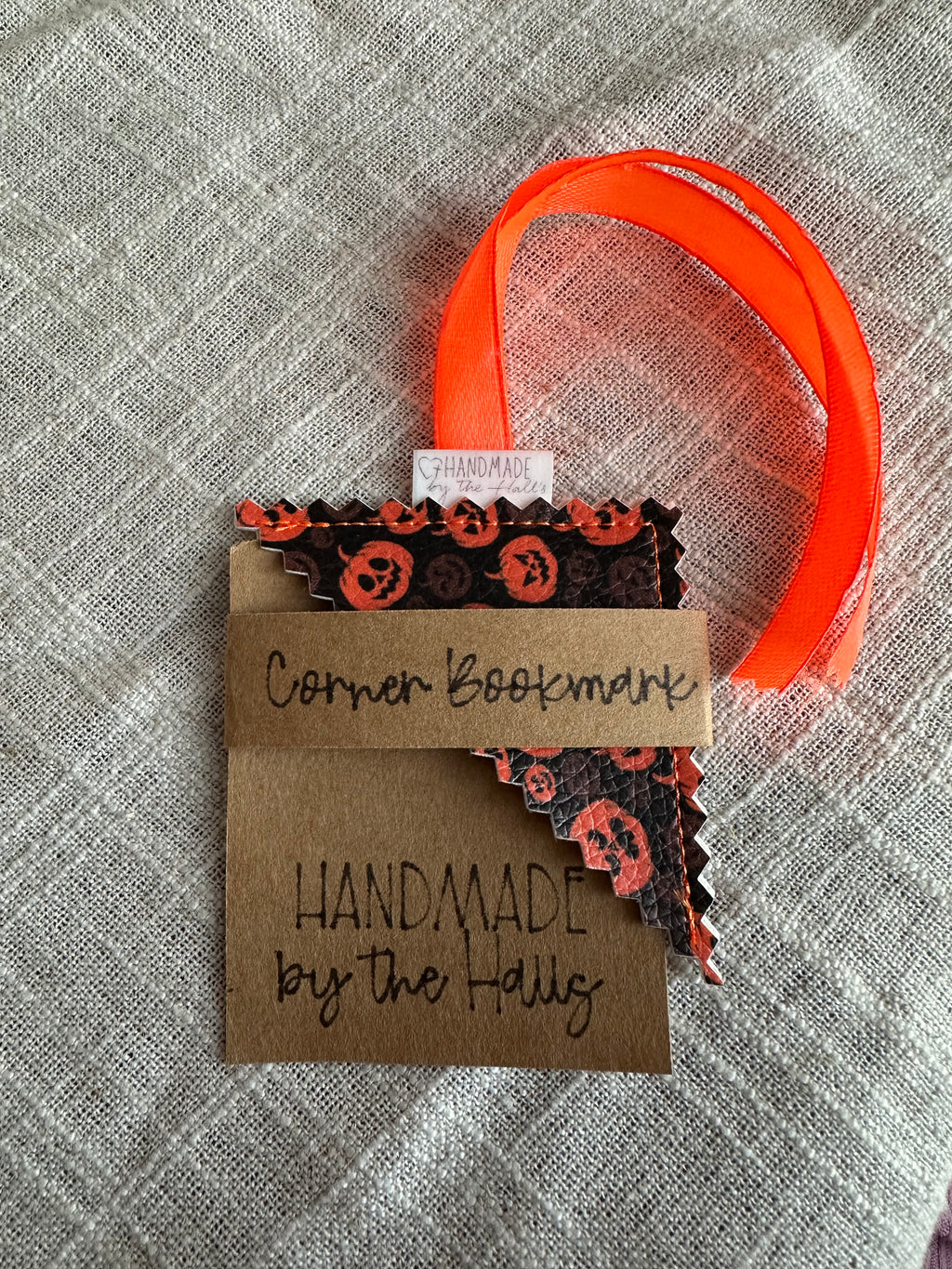 Halloween Faux Leather Corner Bookmark – Stitched Spooky Page Marker