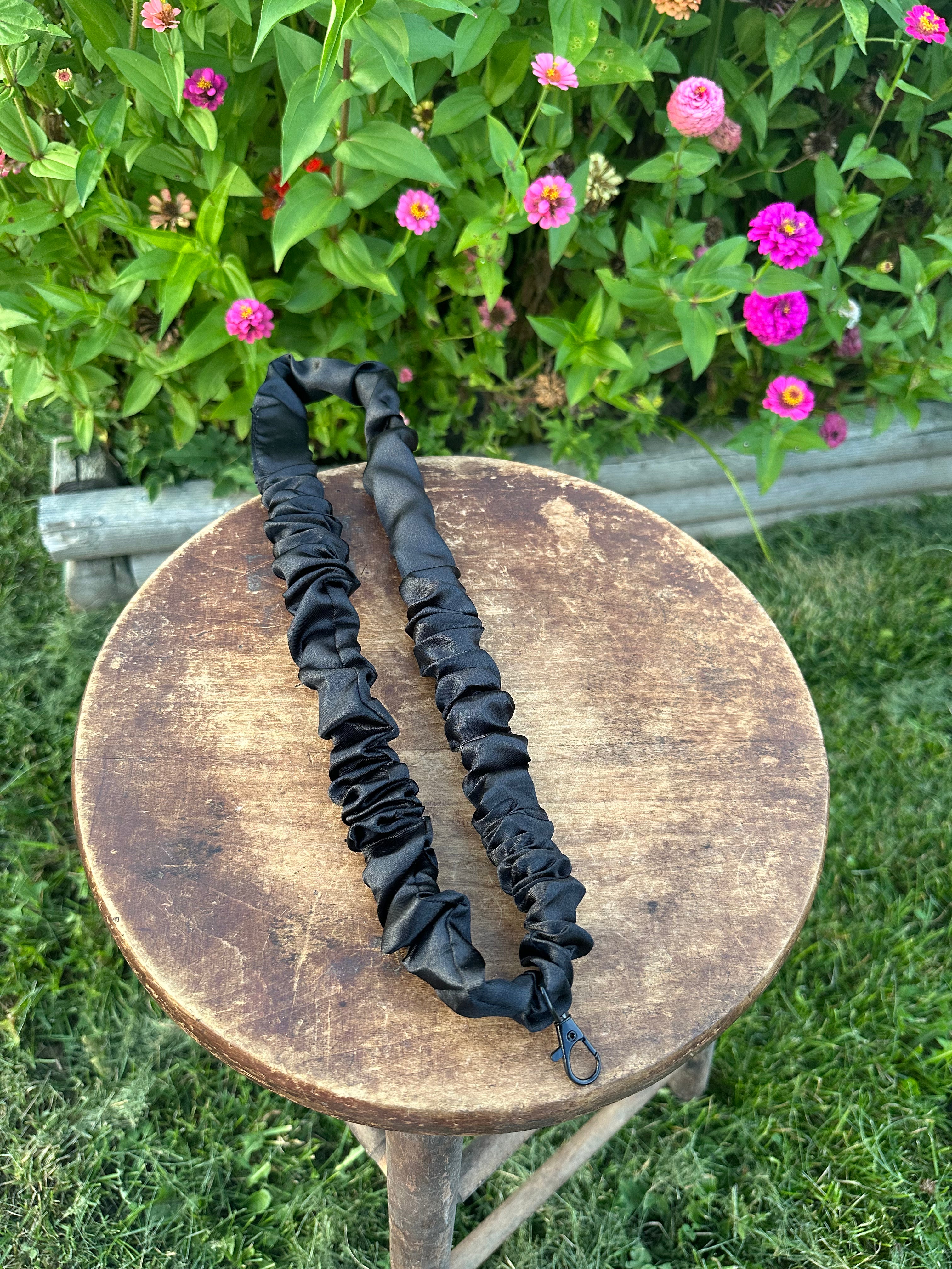 Handcrafted Satin Scrunchie Neck Lanyards with Charm Accents