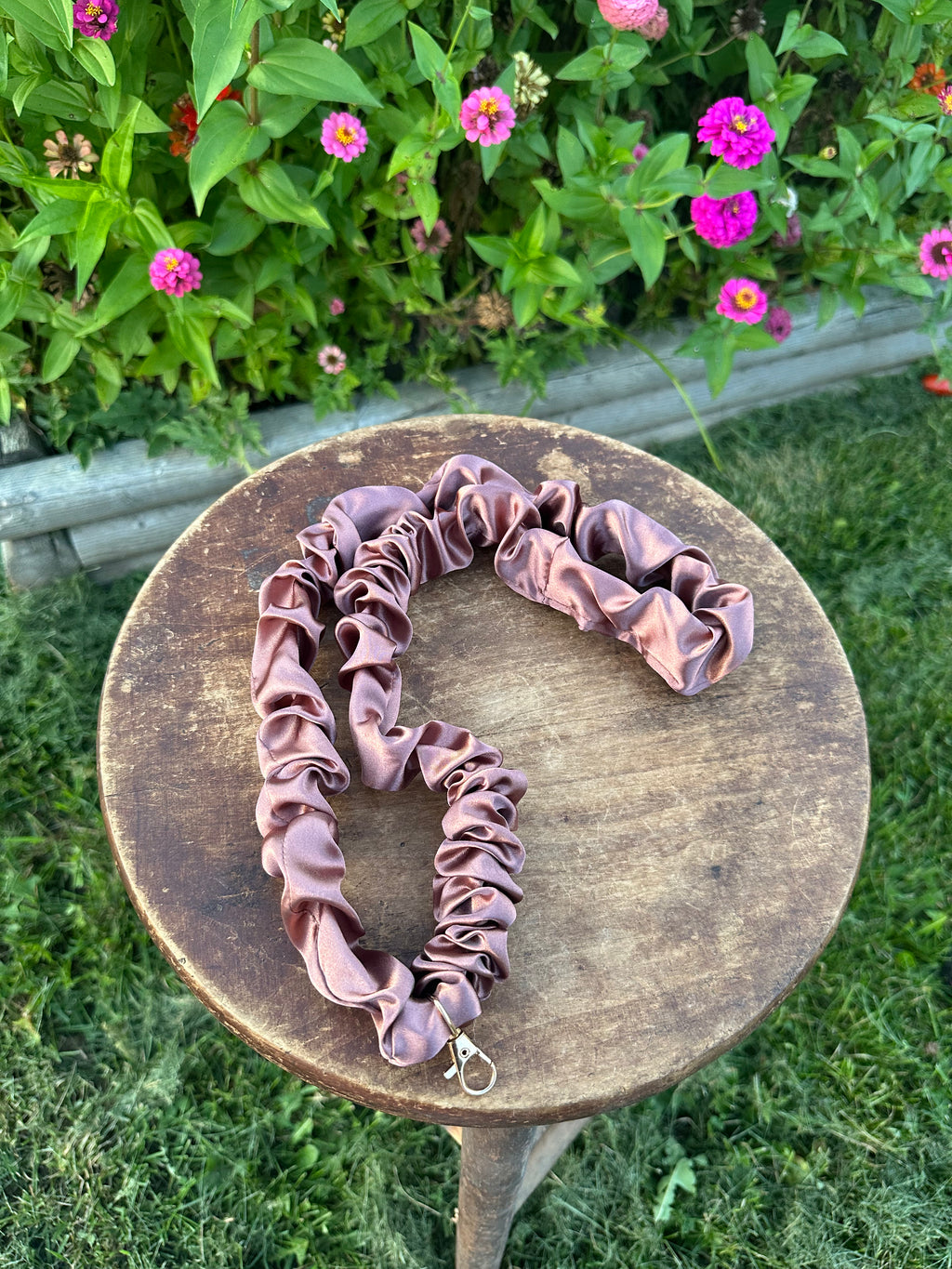 Handcrafted Satin Scrunchie Neck Lanyards with Charm Accents