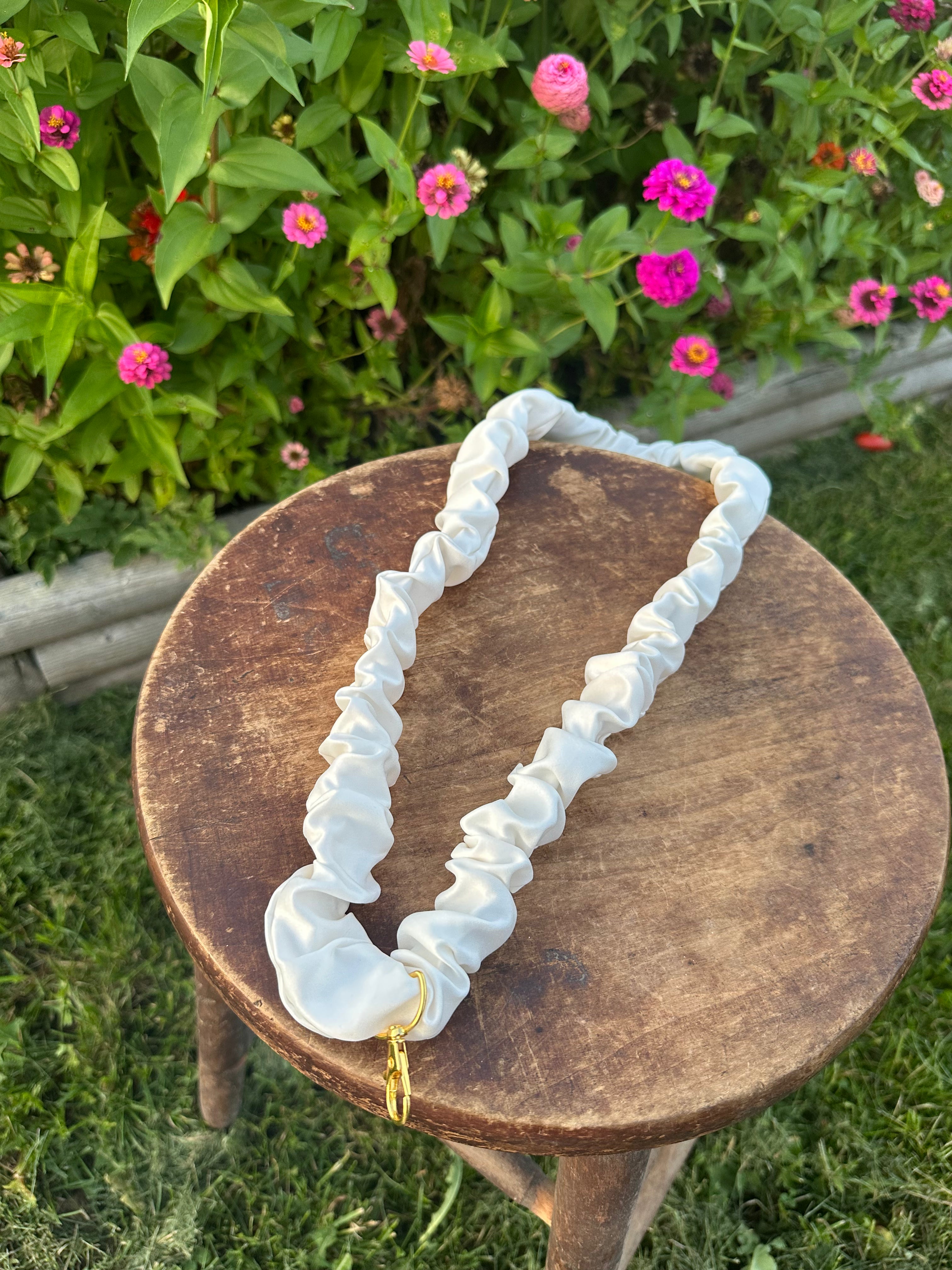 Handcrafted Satin Scrunchie Neck Lanyards with Charm Accents