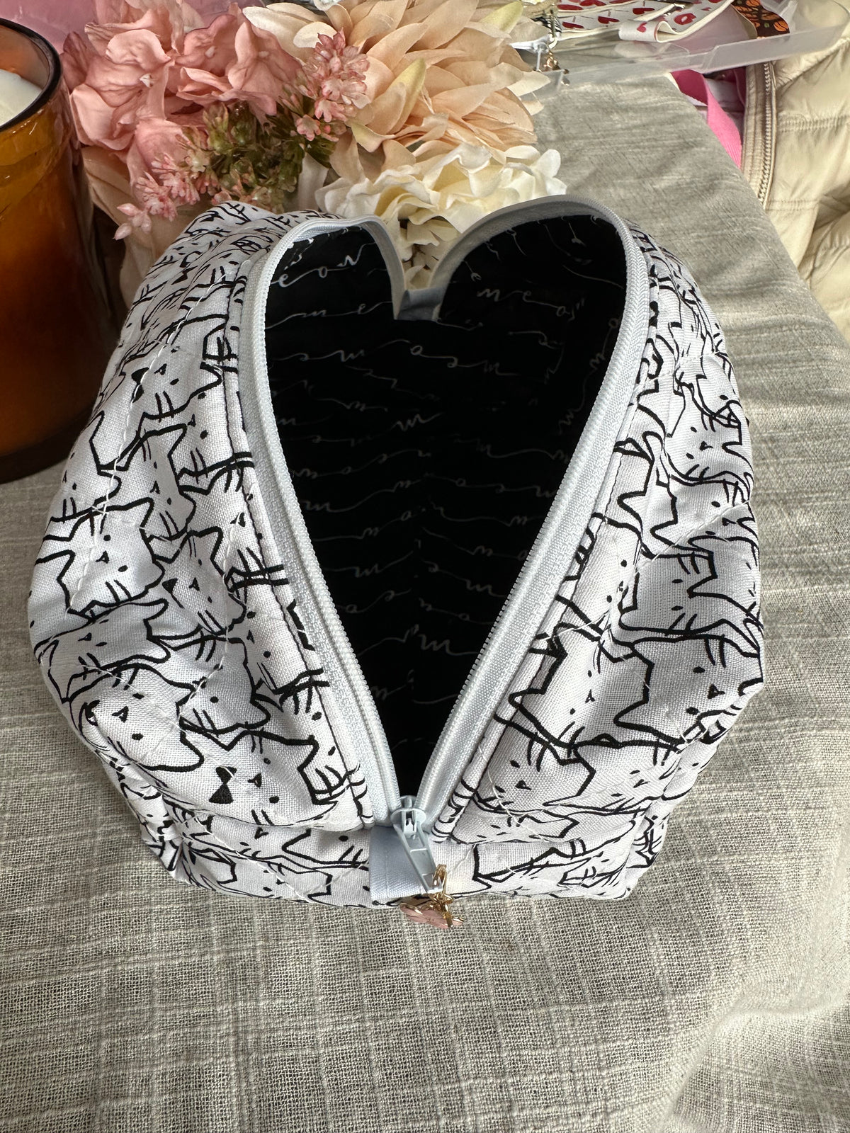 Handcrafted Quilted Boxy Pouch – Cat’s Meow