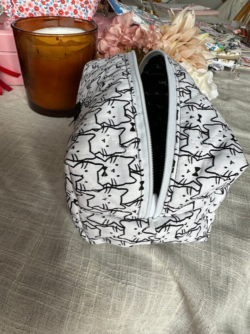Handcrafted Quilted Boxy Pouch – Cat’s Meow