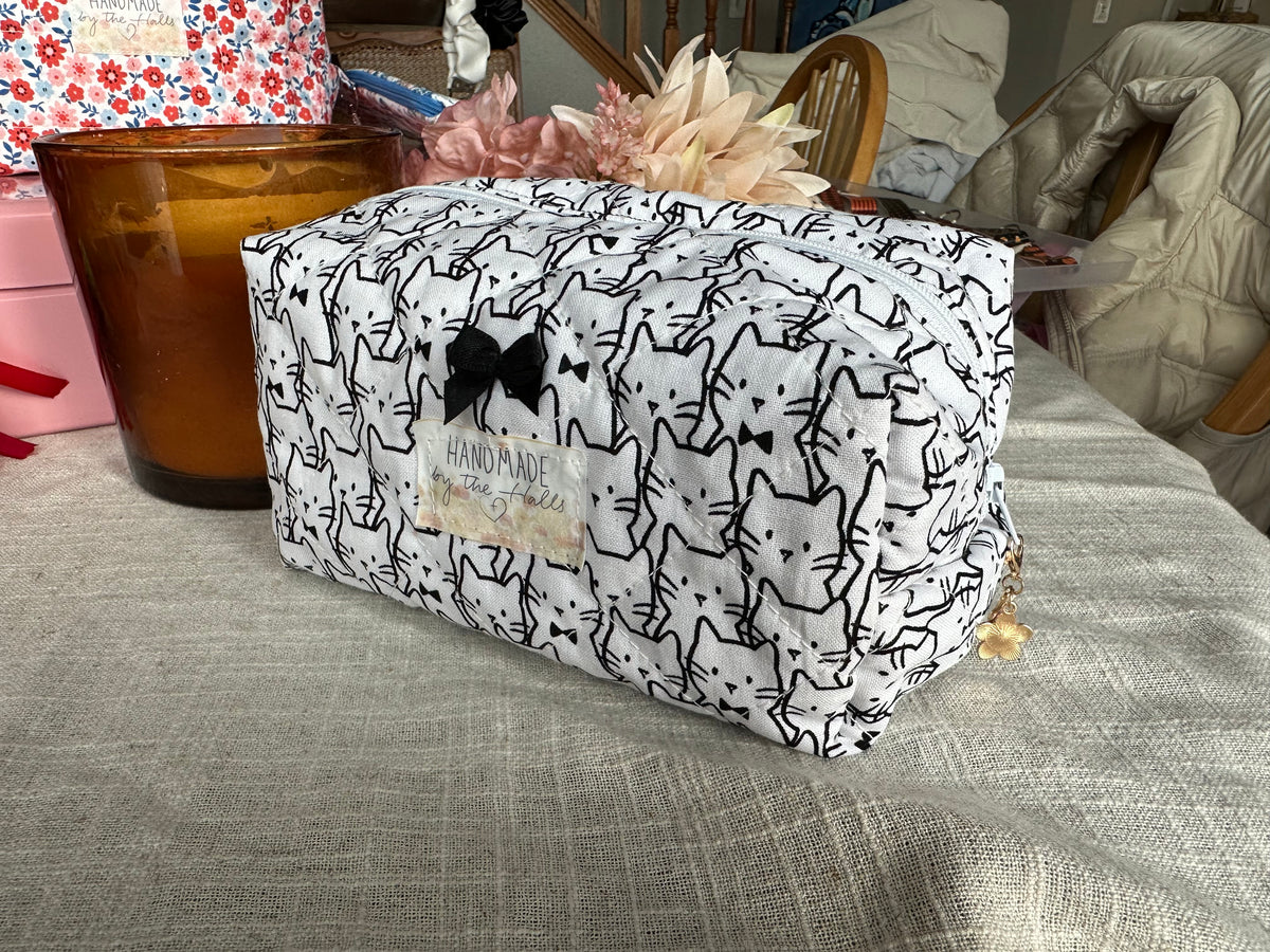 Handcrafted Quilted Boxy Pouch – Cat’s Meow