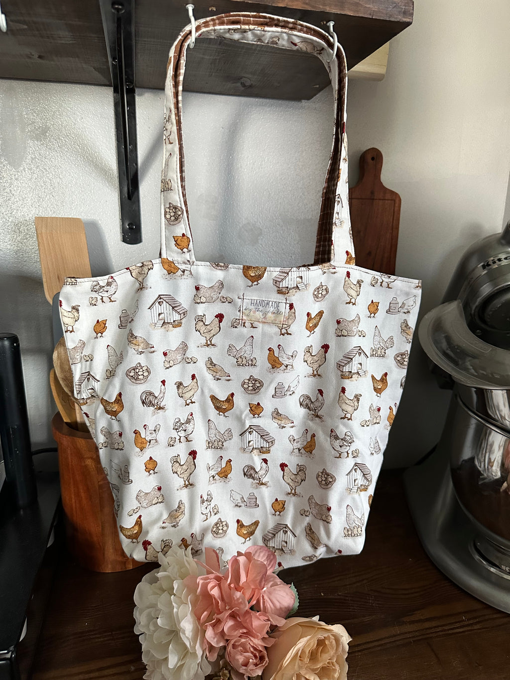 Handcrafted Reversible Farmhouse Tote Bag