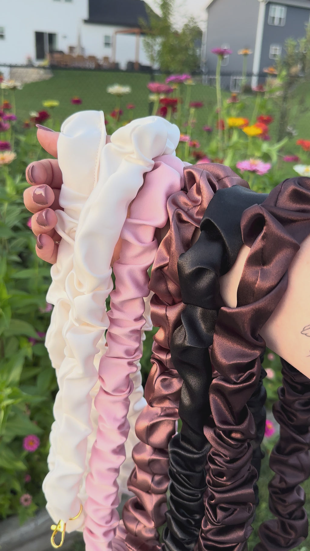 Handcrafted Satin Scrunchie Neck Lanyards with Charm Accents